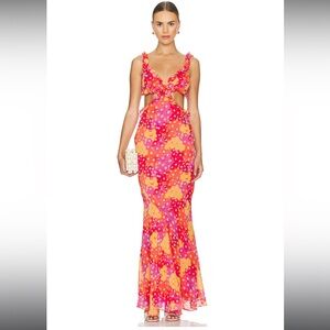 NWT-Yaura Enitan Elegant Pink and Orange Ruffle Dress
Size S